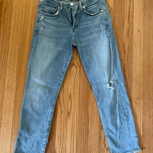Citizens Of Humanity light blue cropped distressed jeans Ella